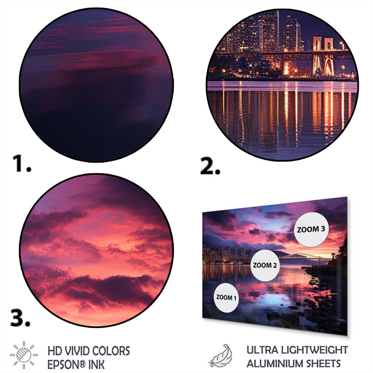 Latitude Run® Canada Vancouver Twilight Canada Metal Wall Art Prints Set Wayfair